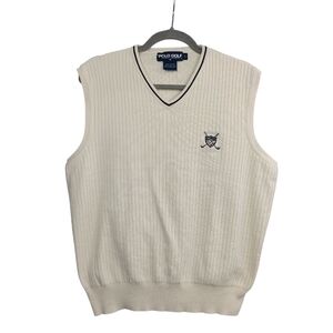 POLO GOLF RALPH LAUREN Men's Ribbed Knit Sweater Vest Large Cream Old Money